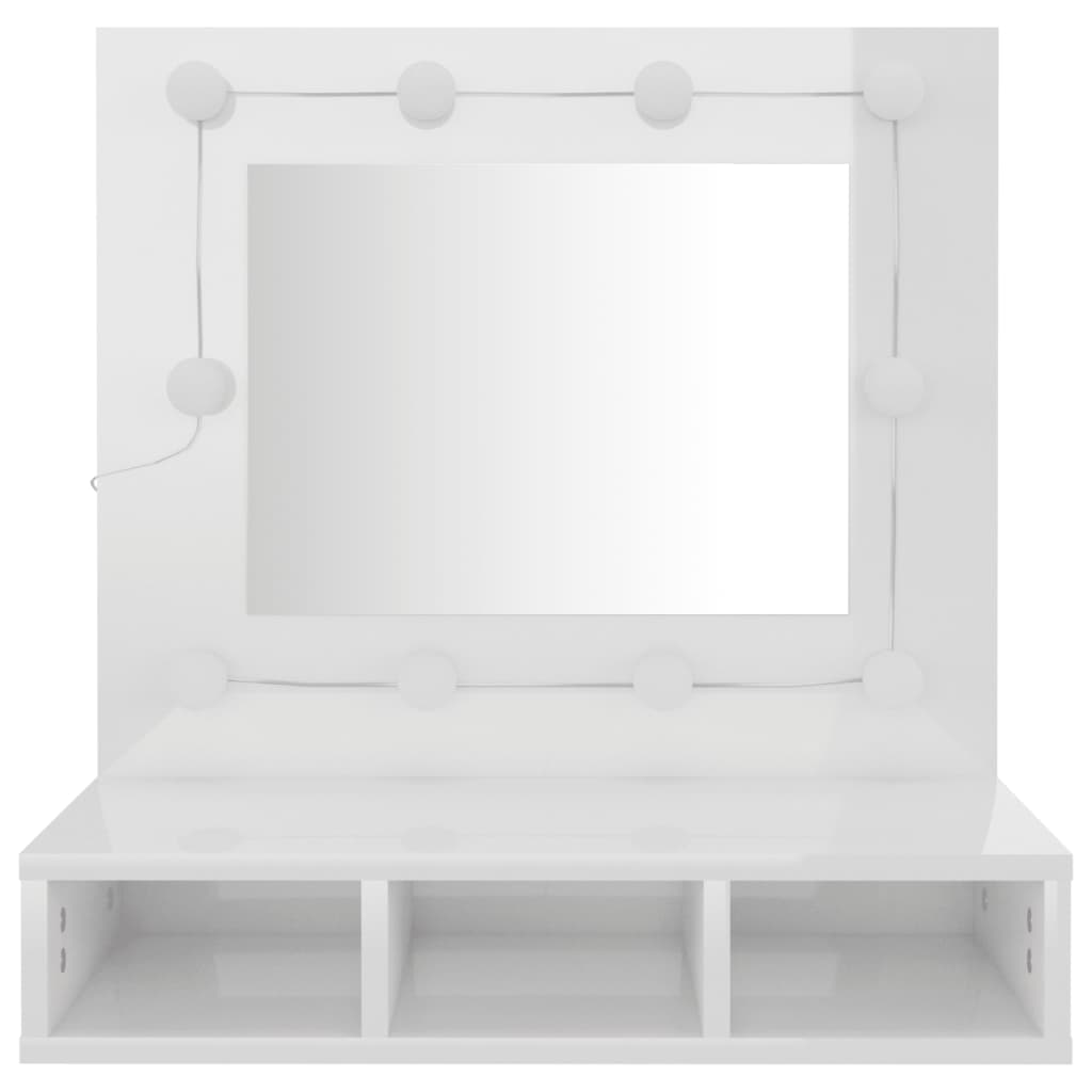 Spiegelschrank mit LED Hochglanz-Weiß 60x31,5x62 cm
