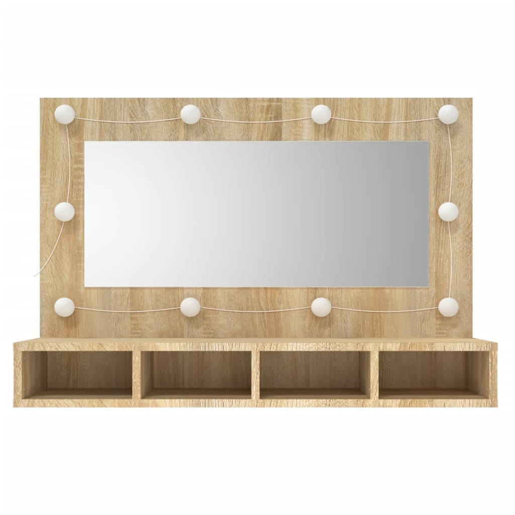 Spiegelschrank mit LED Sonoma-Eiche 90x31,5x62 cm