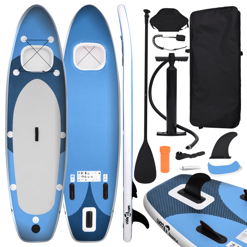 SUP board set inflatable navy blue 300x76x10 cm