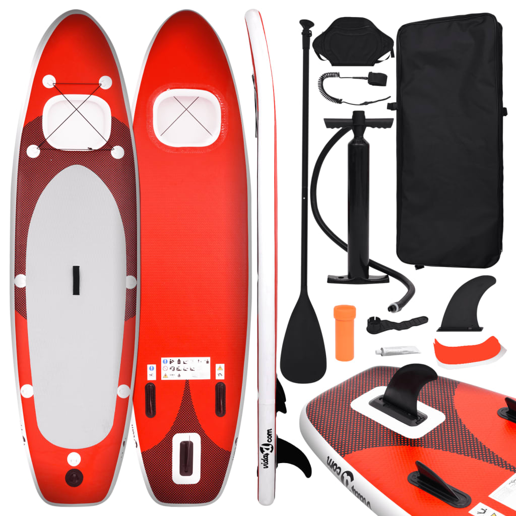 SUP board set inflatable red 300x76x10 cm