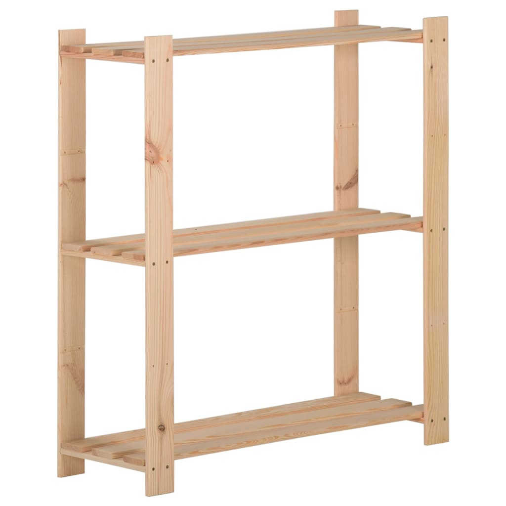 Storage rack with 3 shelves 80x28.5x90 cm solid pine wood