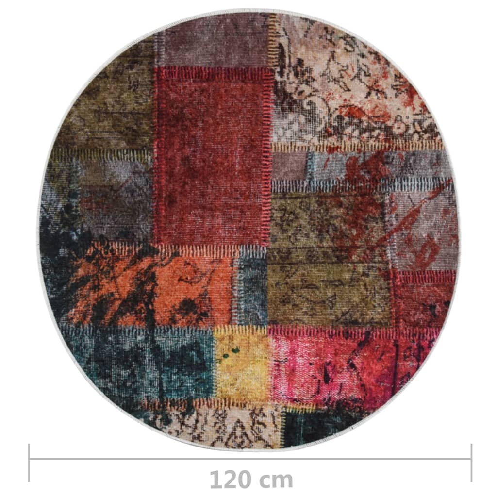 Teppich Waschbar Patchwork Mehrfarbig φ120 cm Rutschfest