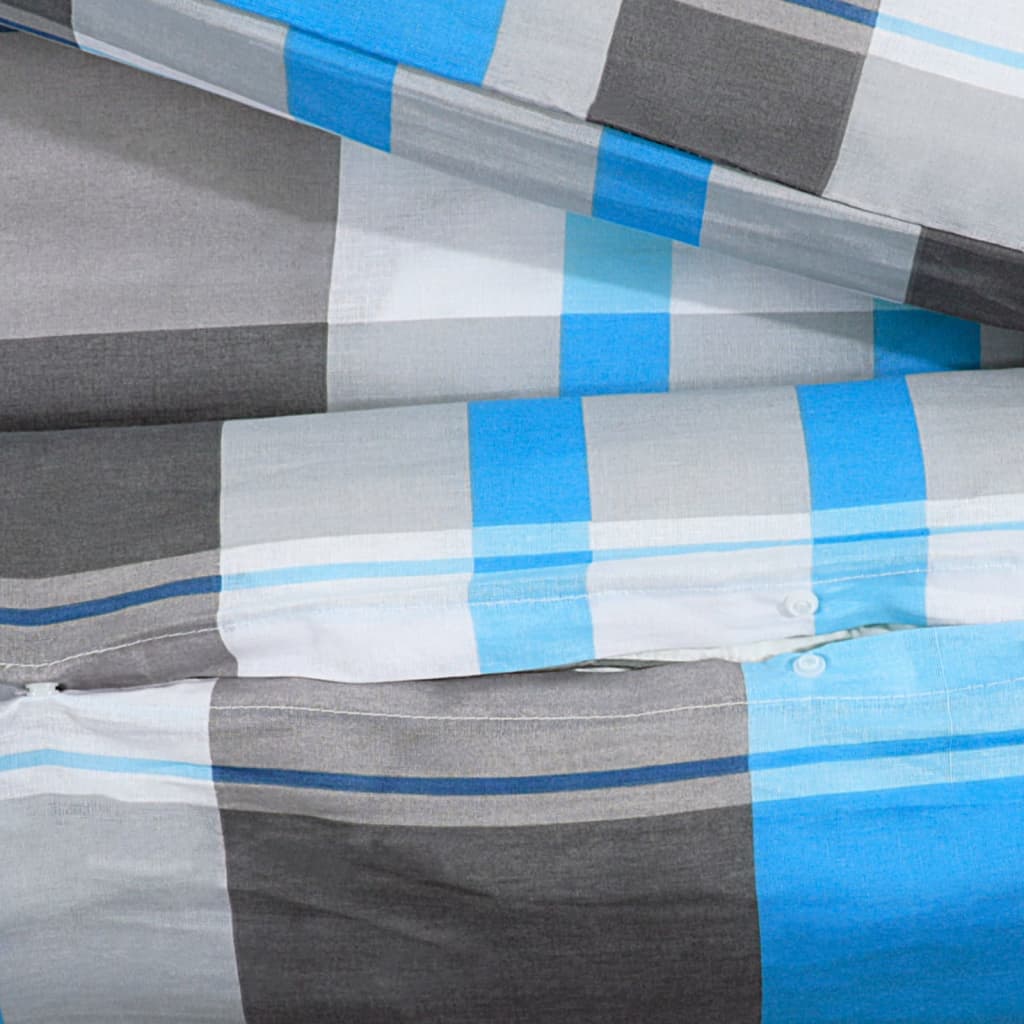 Bettwäsche-Set Blau und Grau 225x220 cm Baumwolle