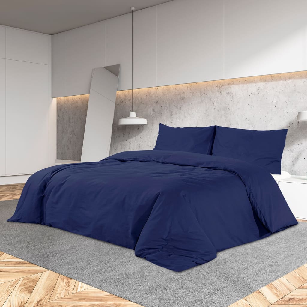 Bedding set navy blue 135x200 cm cotton