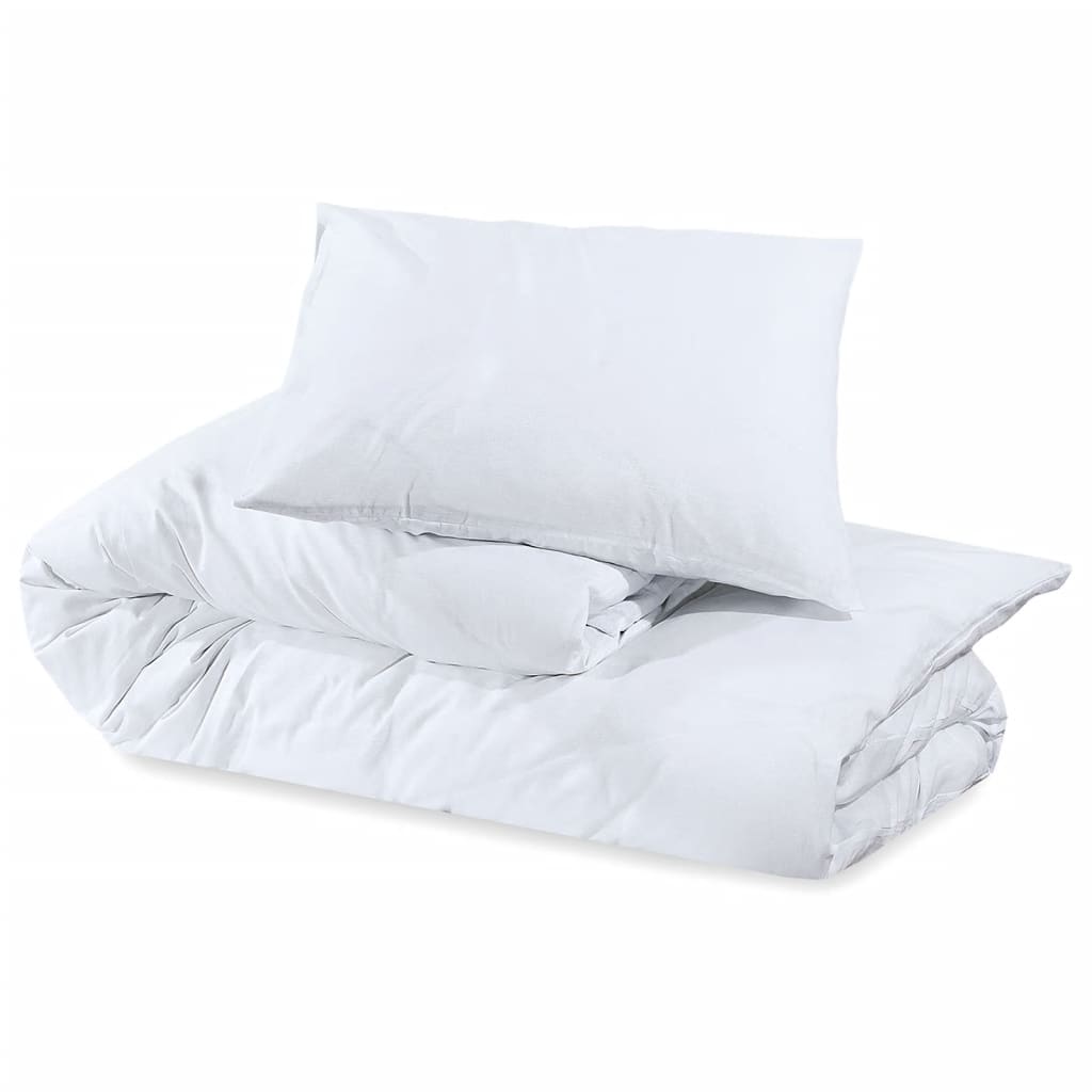 Bettwäsche-Set Weiß 200x220 cm Baumwolle