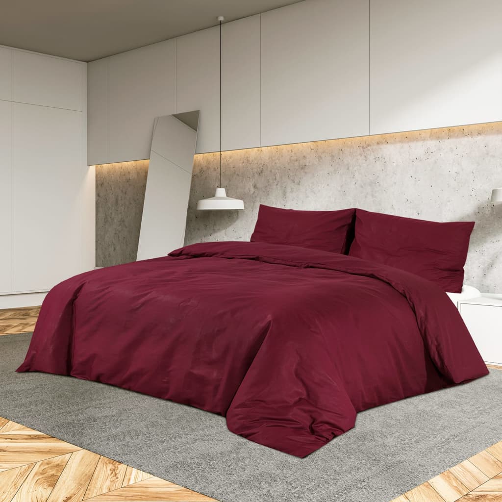 Bordeaux red bed linen set 155x220 cm cotton