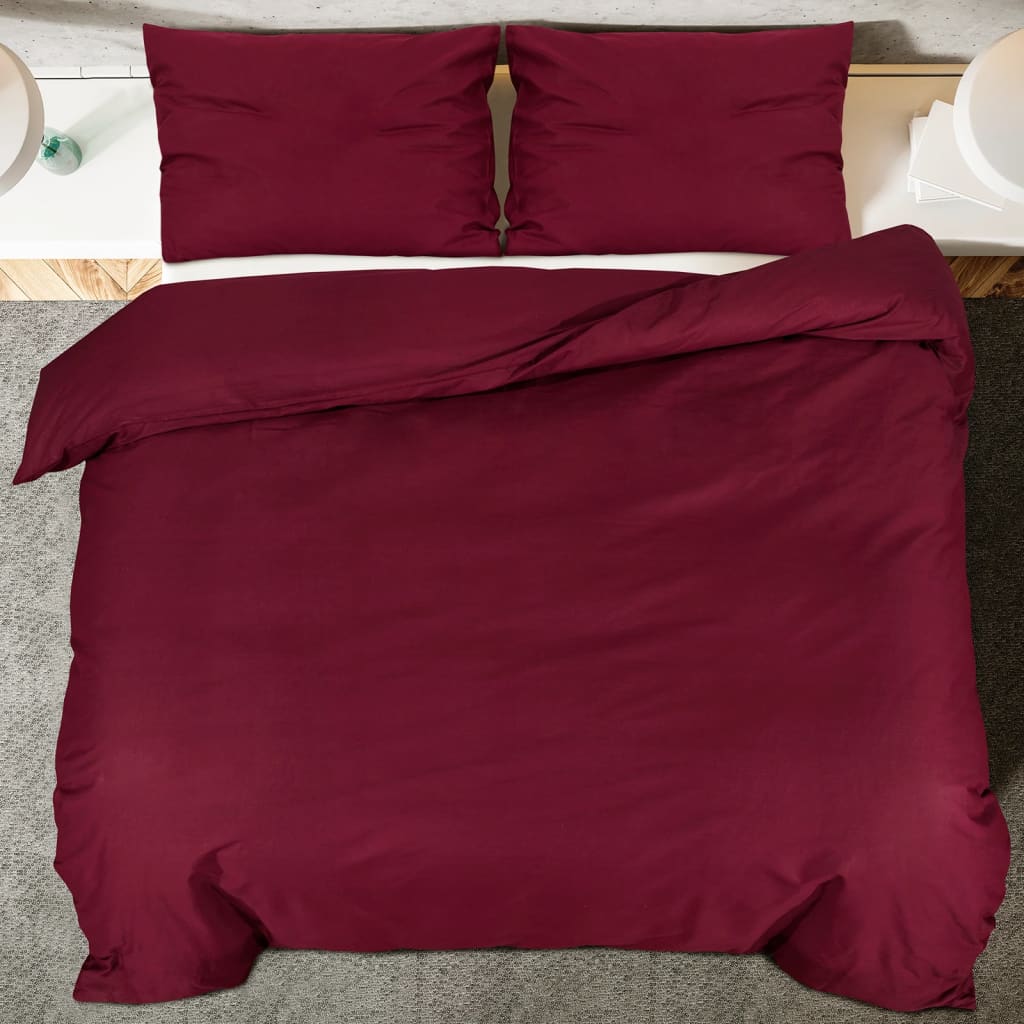Bordeaux red bed linen set 200x200 cm cotton