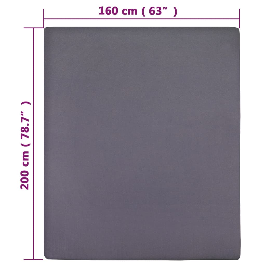Fitted sheet 2 pieces jersey anthracite 160x200 cm cotton