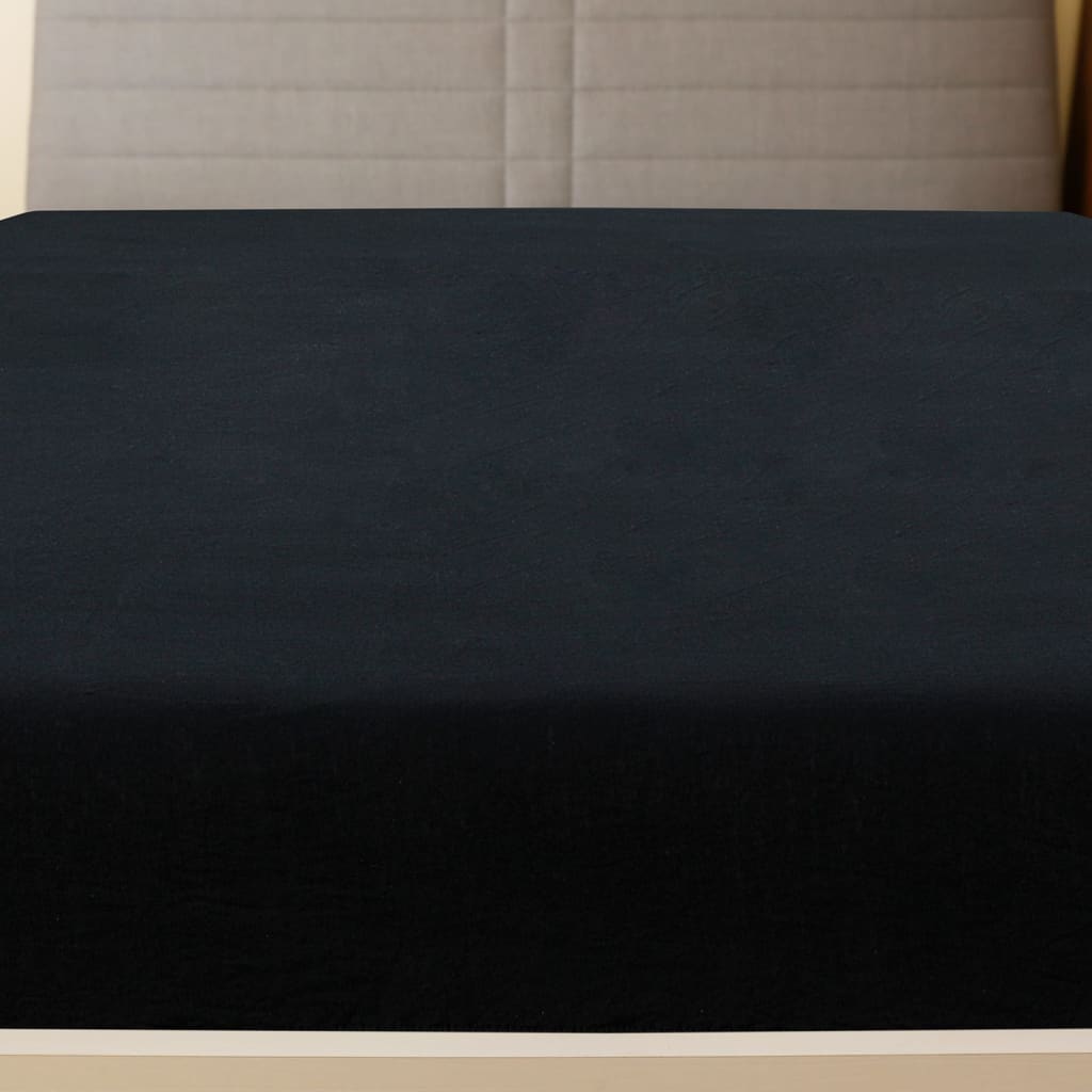Fitted sheet jersey black 140x200 cm cotton