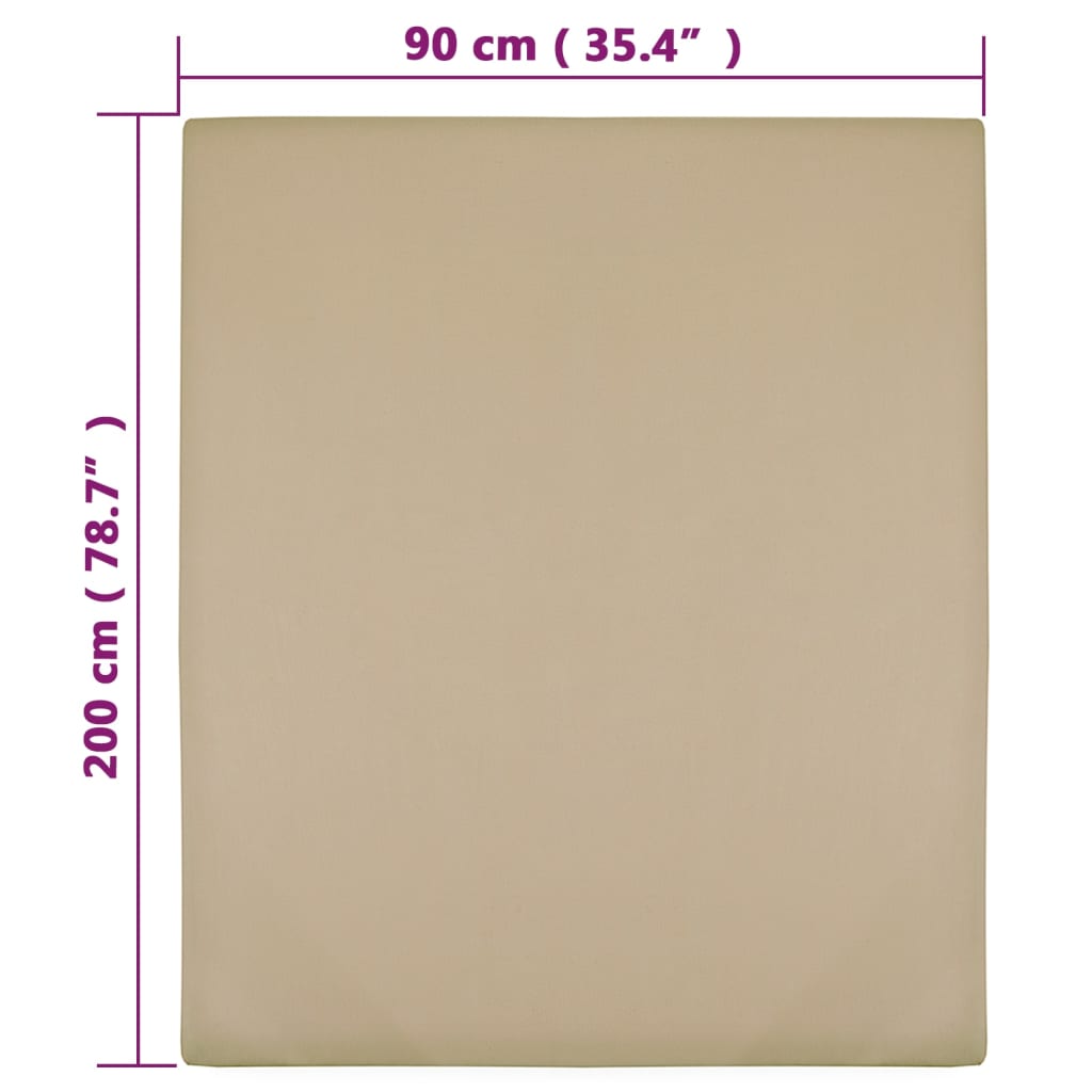 Fitted sheet jersey taupe 90x200 cm cotton
