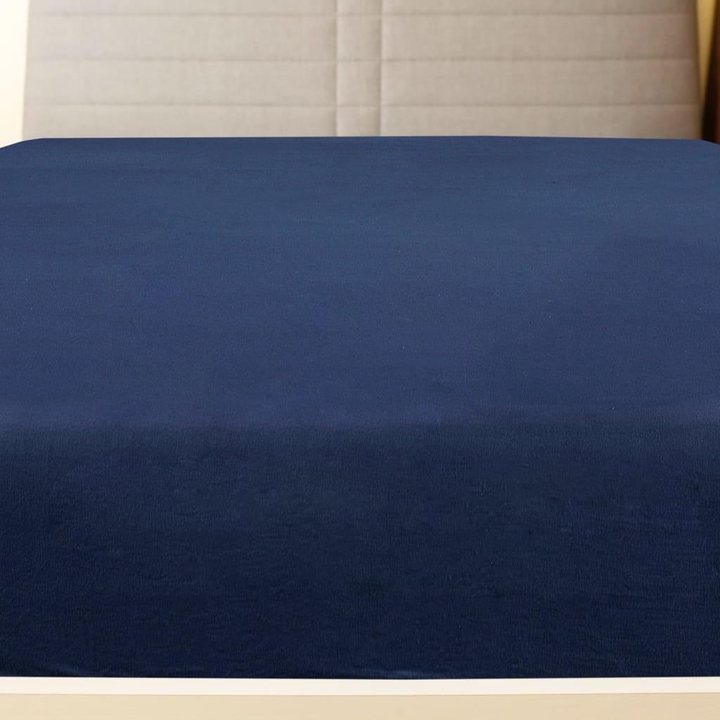 Fitted sheet 2 pieces jersey navy blue 160x200 cm cotton