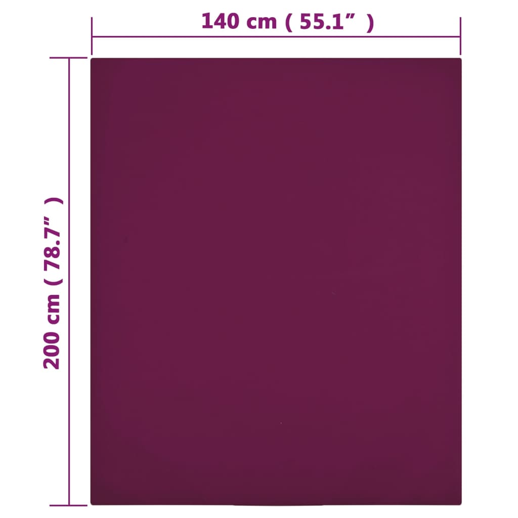 Fitted sheet 2 pieces jersey burgundy red 140x200 cm cotton