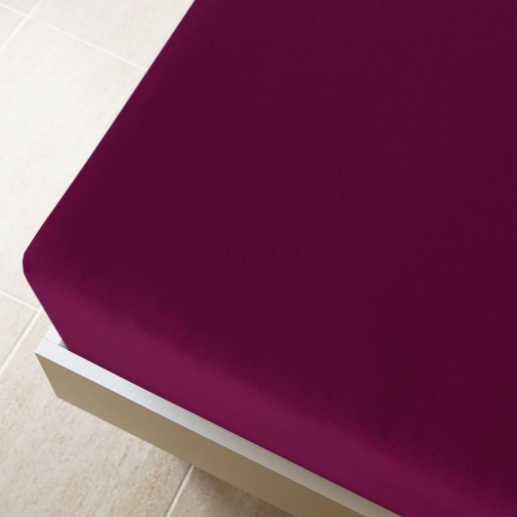 Fitted sheet 2 pieces jersey burgundy red 160x200 cm cotton
