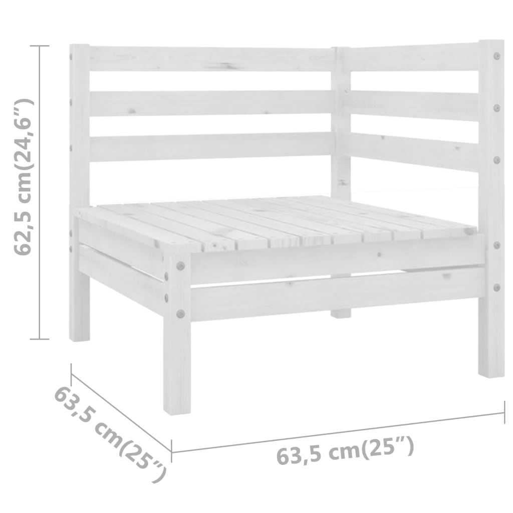 Garten-Ecksofa Weiß Kiefer Massivholz