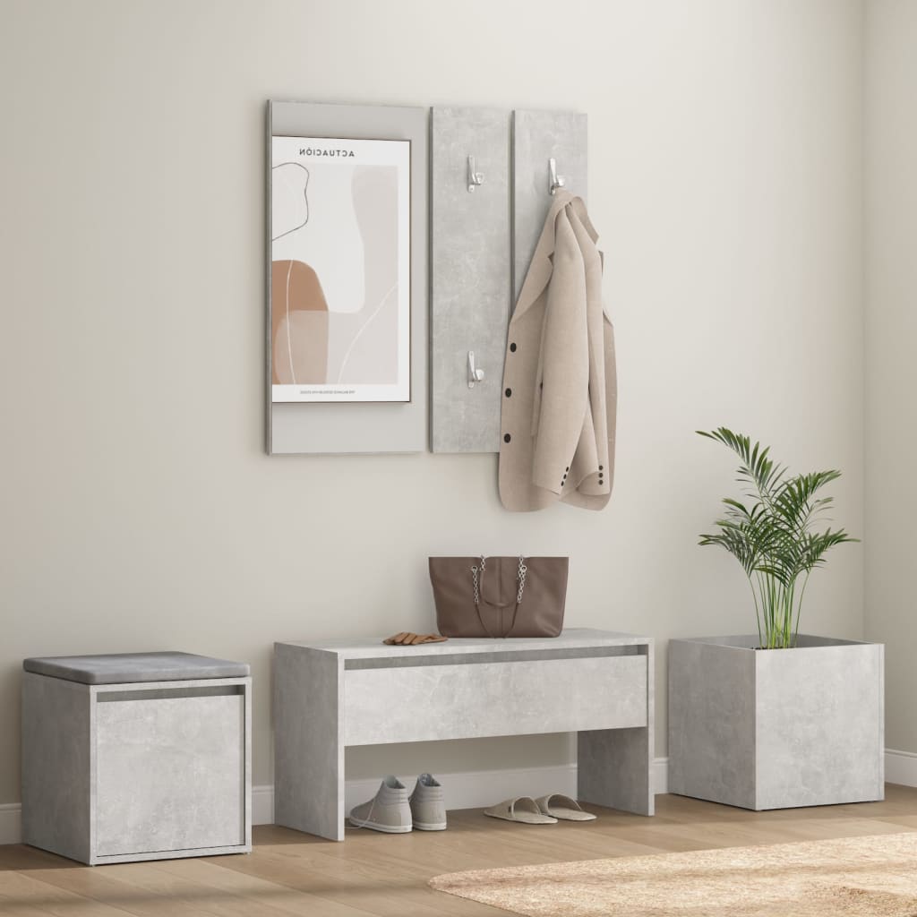 Hallway furniture set concrete gray made of wood material