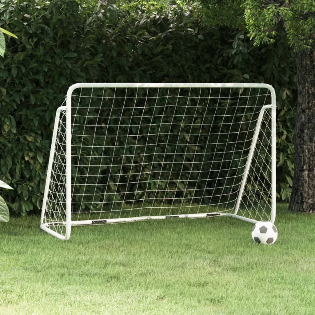 Football goal with net white 180x90x120 cm steel