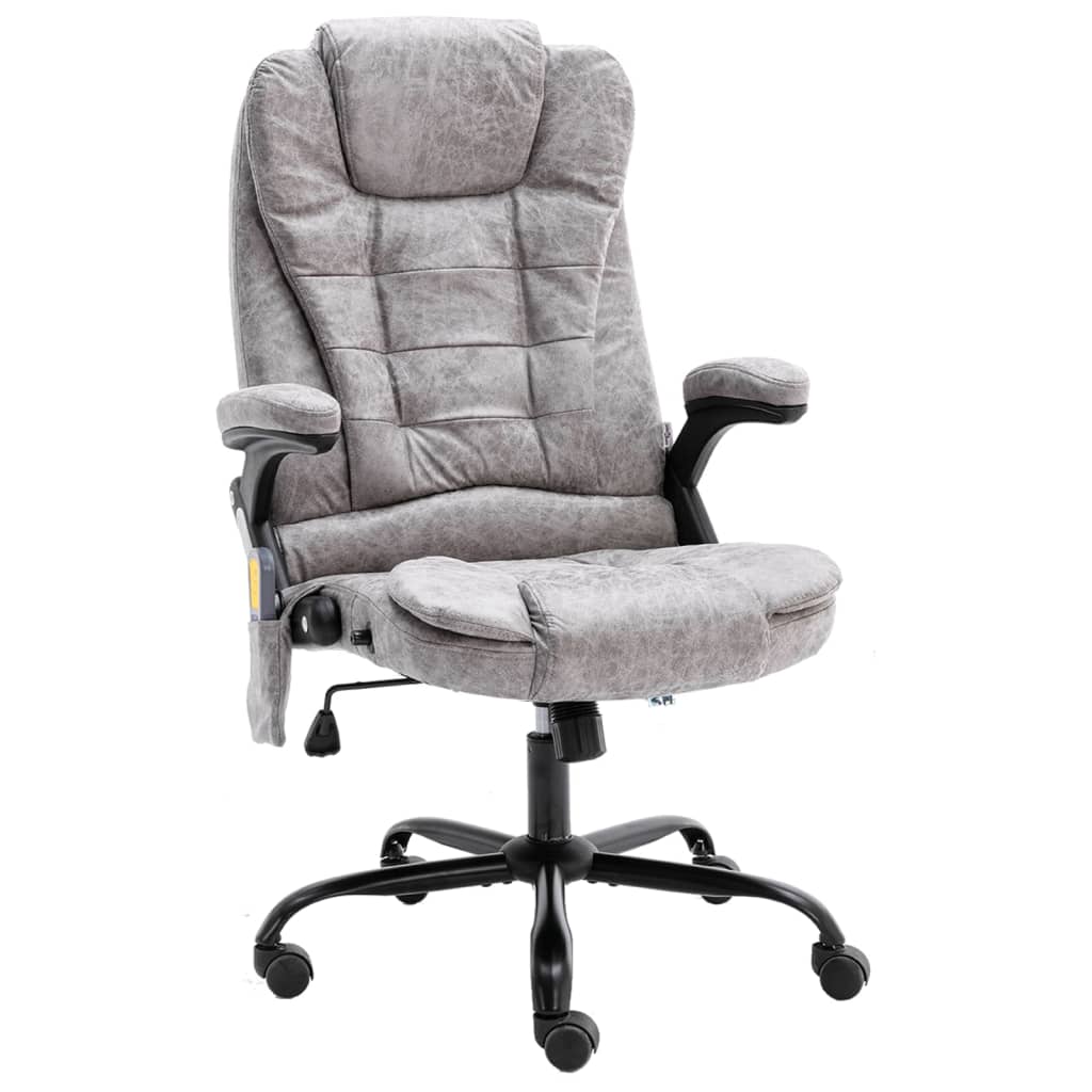 Massage office chair light gray genuine leather