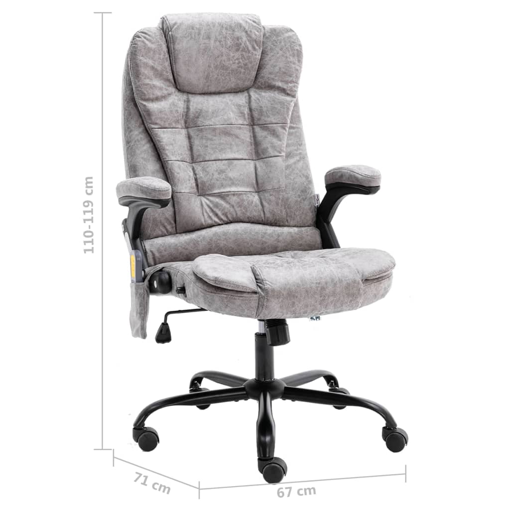 Massage office chair light gray genuine leather