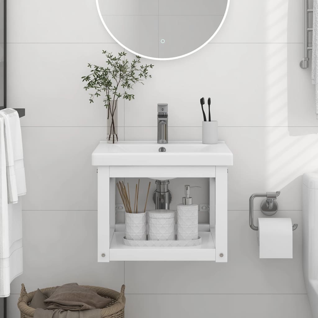 Bathroom wall-mounted vanity frame white 40x38x31 cm iron
