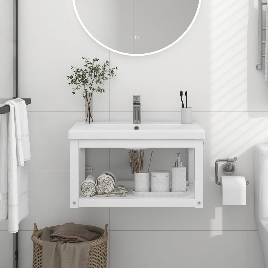 Bathroom wall-mounted vanity frame white 59x38x31 cm iron