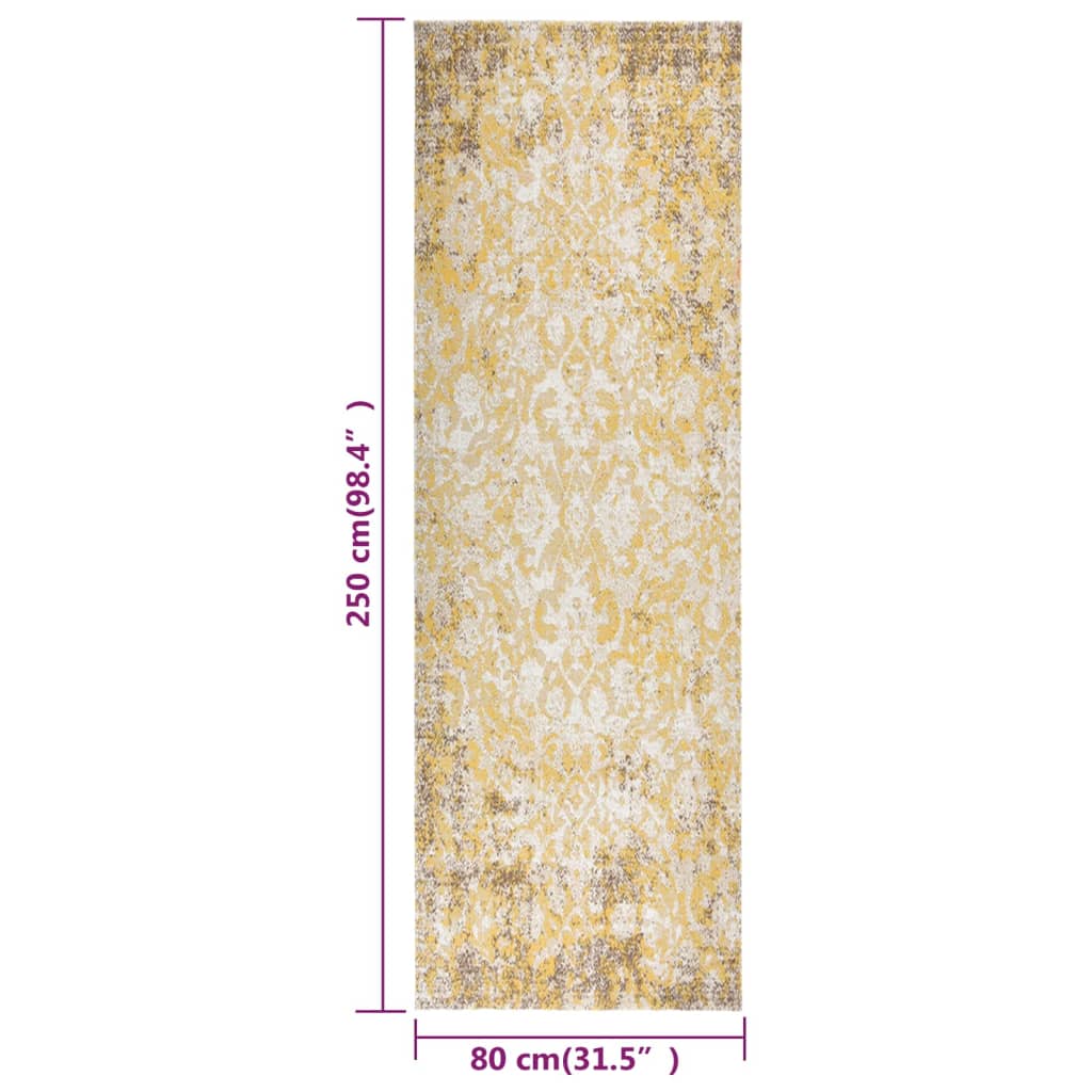 Outdoor carpet flat weave 80x250 cm yellow