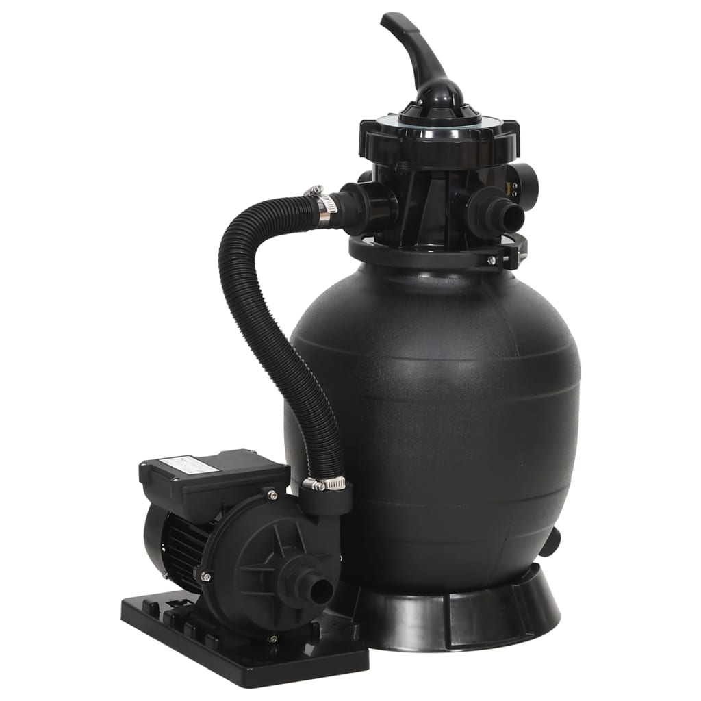 Pool sand filter with 6-way valve black