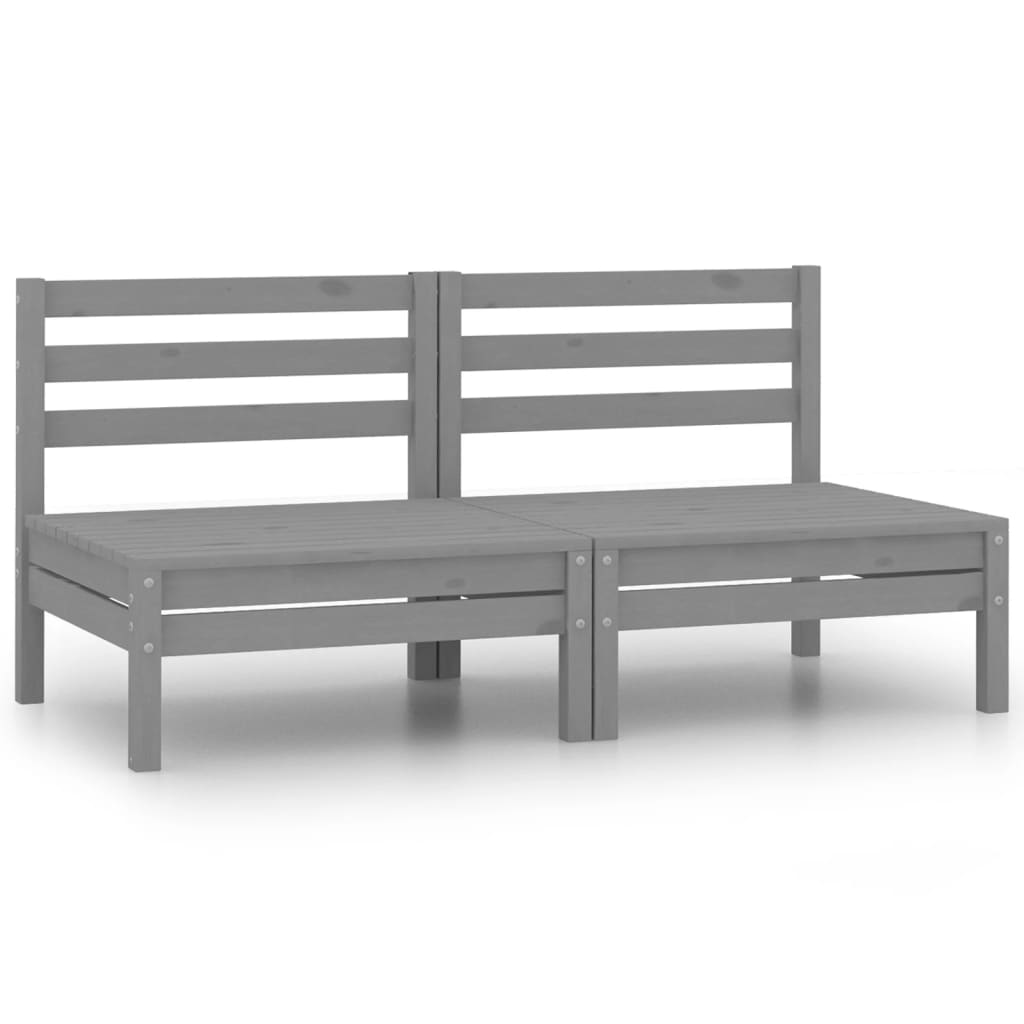 2-seater garden sofa gray solid pine wood