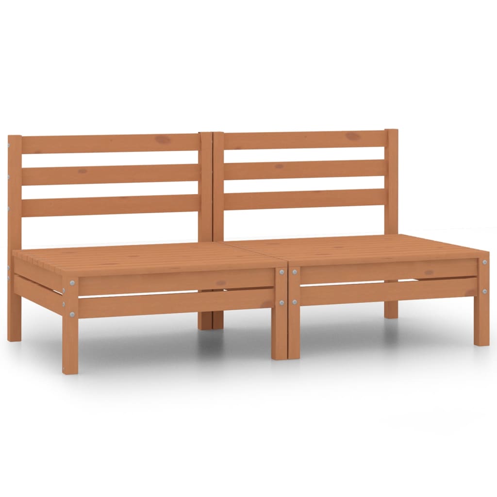 2-seater garden sofa honey brown solid pine wood