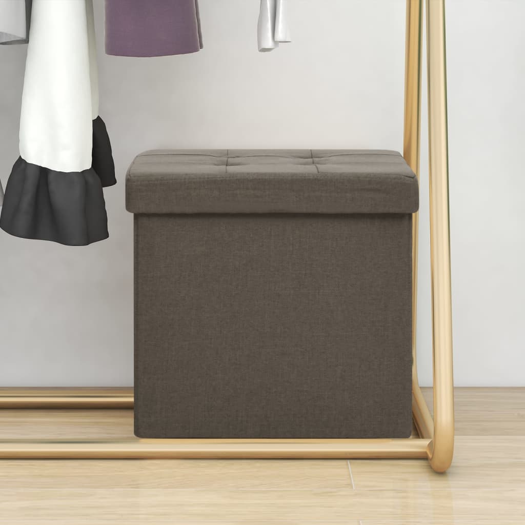 Stool with storage space brown linen look