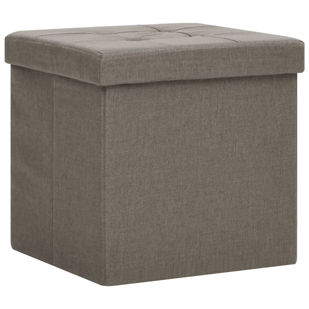 Stool with storage space taupe linen look