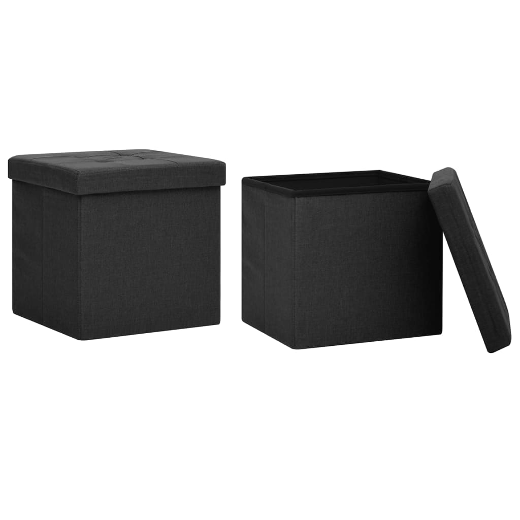 Stools with storage space 2 pieces. Black linen look