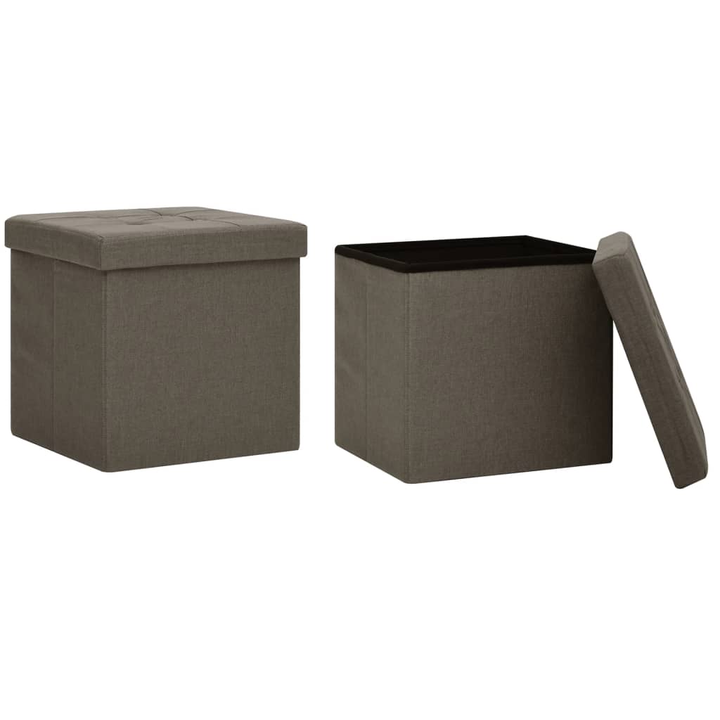 Stools with storage space 2 pieces. Brown linen look