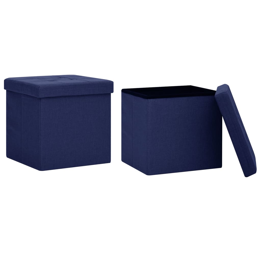 Stools with storage space 2 pieces. Blue linen look
