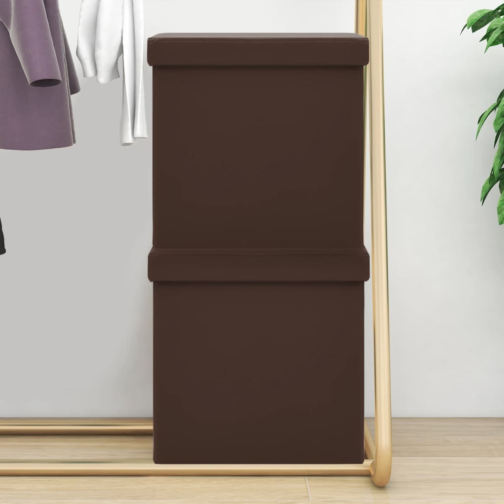 Stool with storage space 2 pcs. Brown PVC