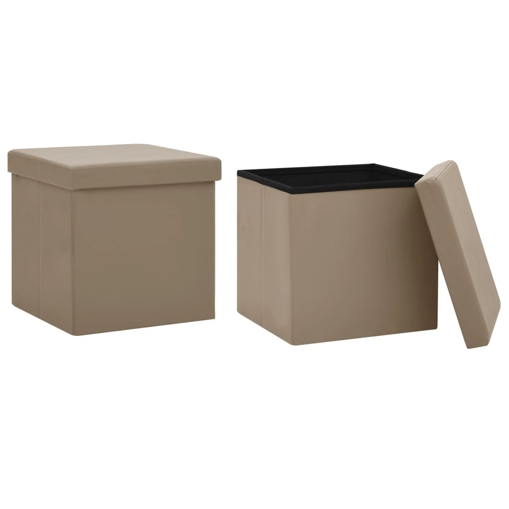 Stool with storage space 2 pcs. Cappuccino brown PVC