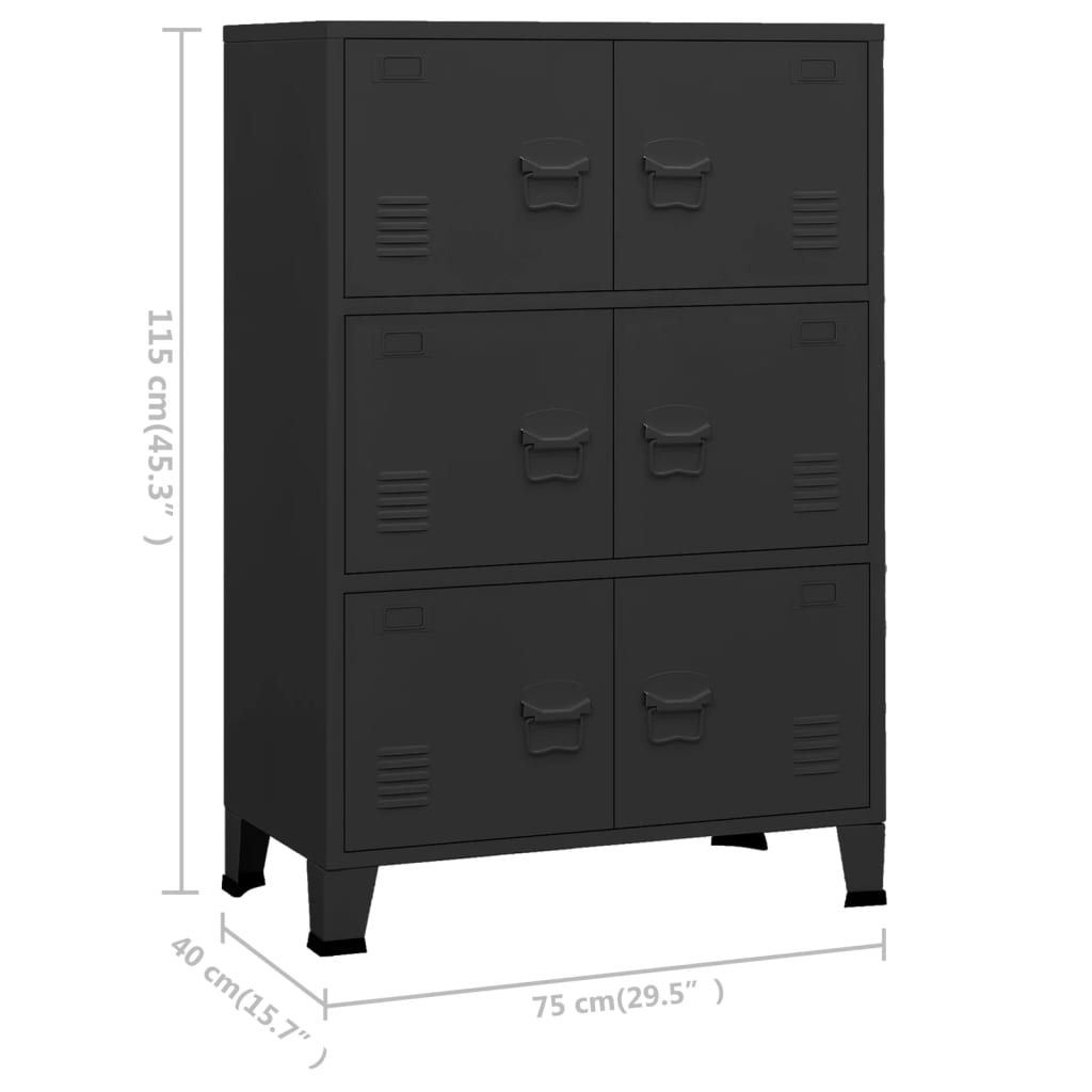 Storage cabinet industrial black 75x40x115 cm metal