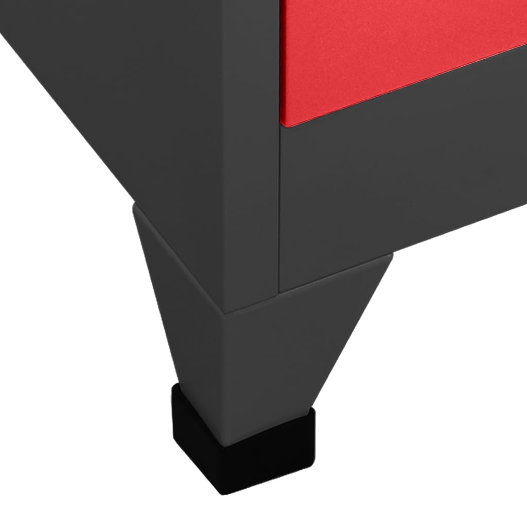 Schließfachschrank Anthrazit und Rot 90x40x180 cm Stahl