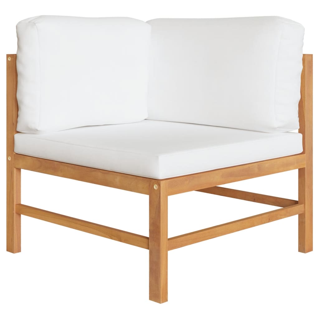 6 pcs. Garden lounge set with cream cushions solid teak wood