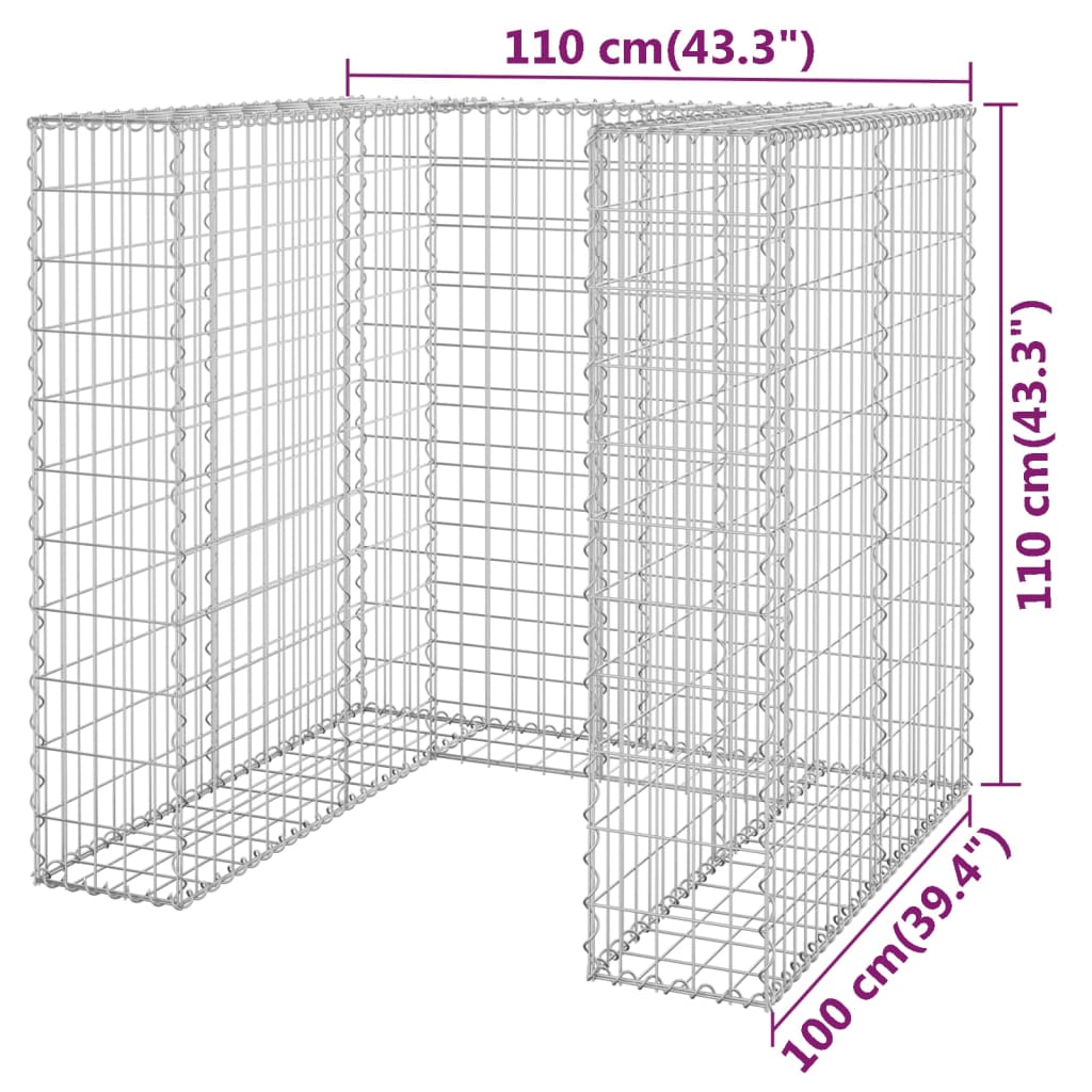 Gabion wall for garbage cans Galvanized steel 110x100x110 cm