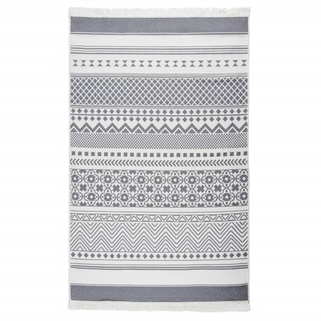 Gray and white carpet 120x180 cm cotton