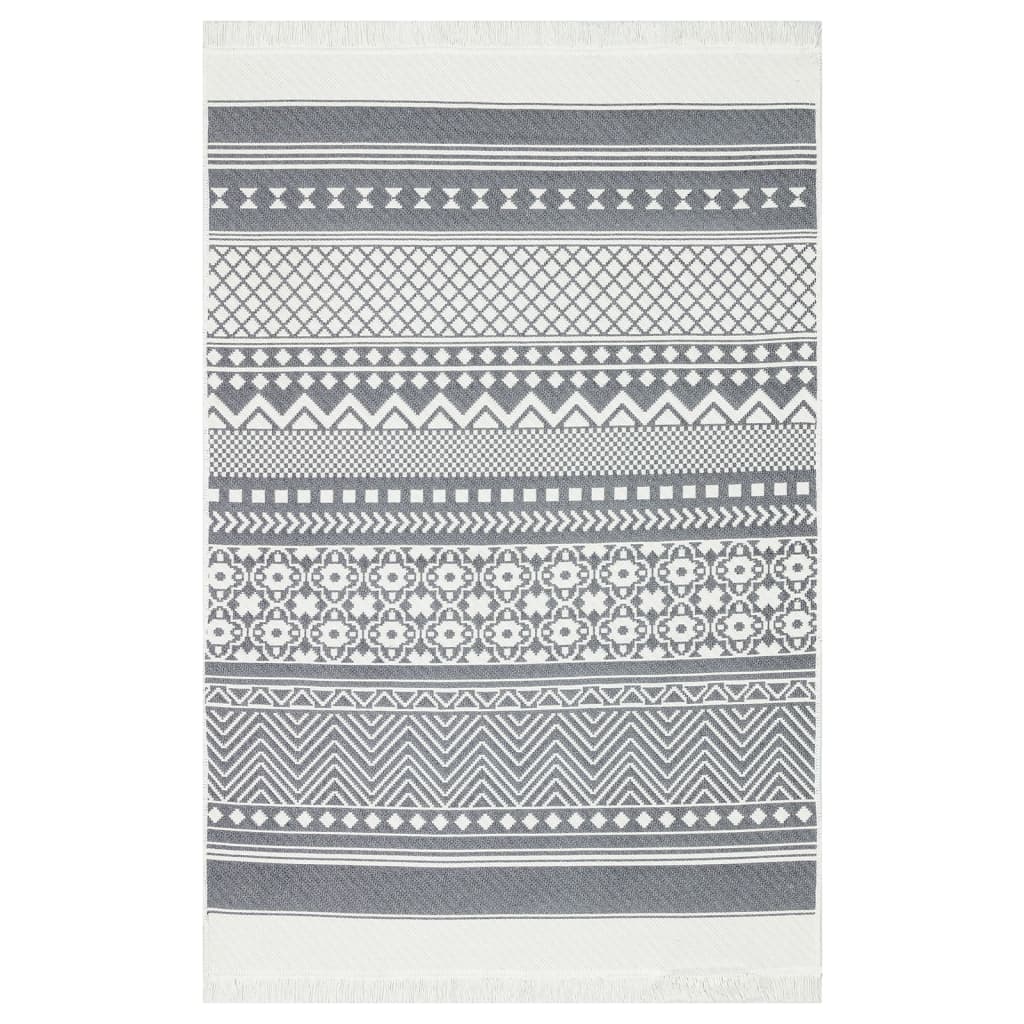 Gray and white carpet 160x230 cm cotton