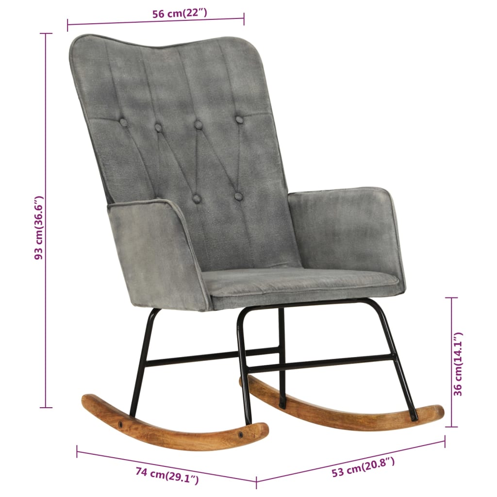 Rocking Chair Gray Vintage Canvas
