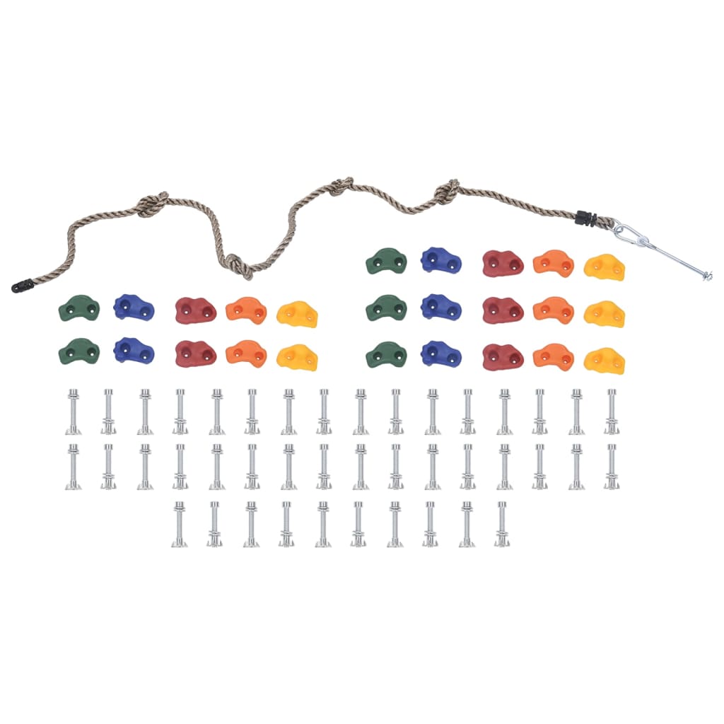 Klettersteine mit Seil 50 Stk. Mehrfarbig