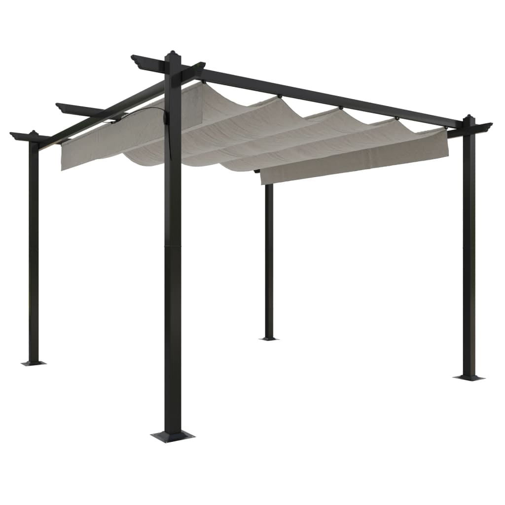 Gazebo with extendable roof 3x3 m cream