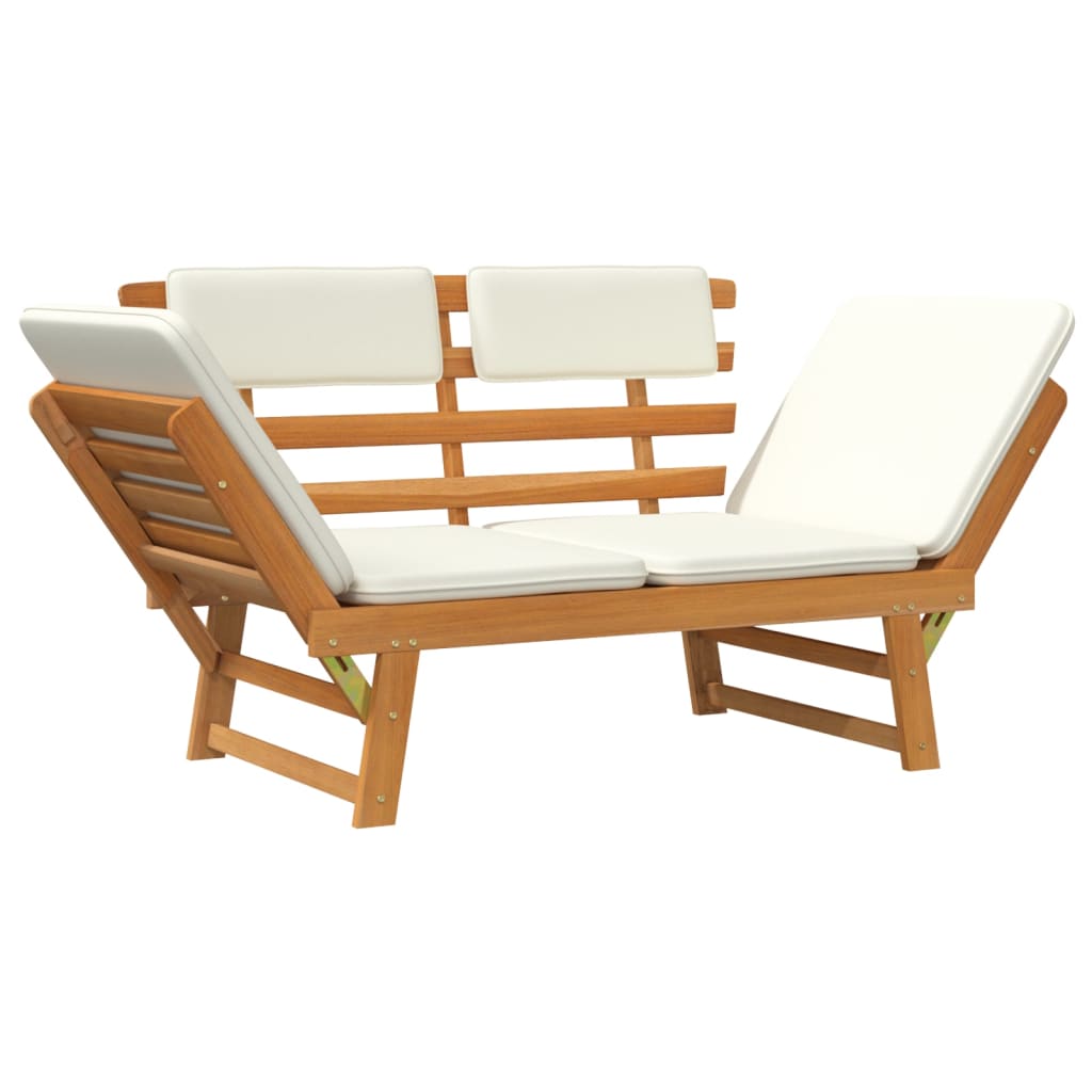 Garden bench with cushion 2-in-1 190 cm solid acacia wood