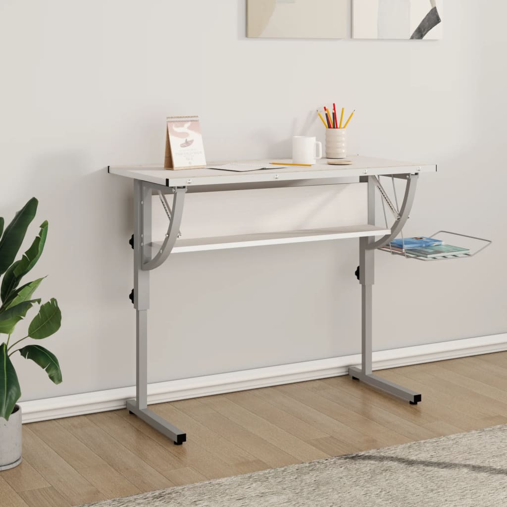 Craft table white &amp; gray 110x53x(58-87) cm wood material &amp; steel