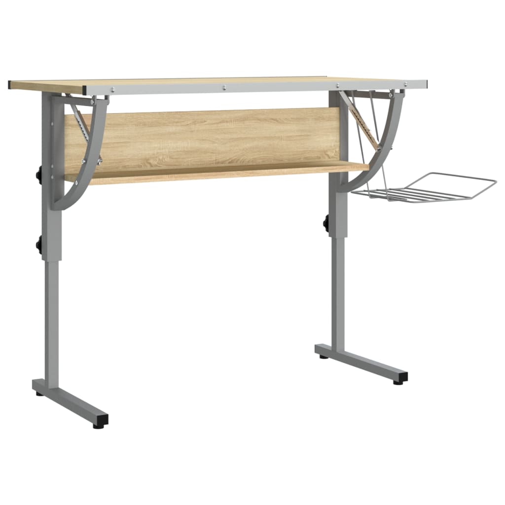 Craft table Sonoma oak &amp; gray 110x53x(58-87) cm wood material