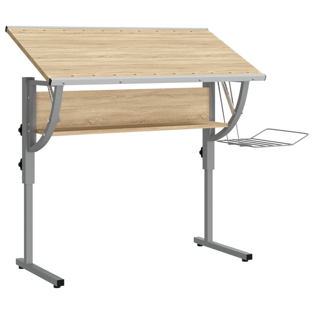 Craft table Sonoma oak &amp; gray 110x53x(58-87) cm wood material