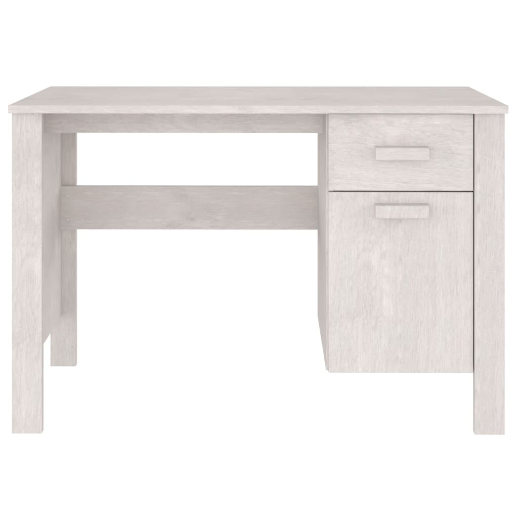 Desk white 113x50x75 cm solid pine wood