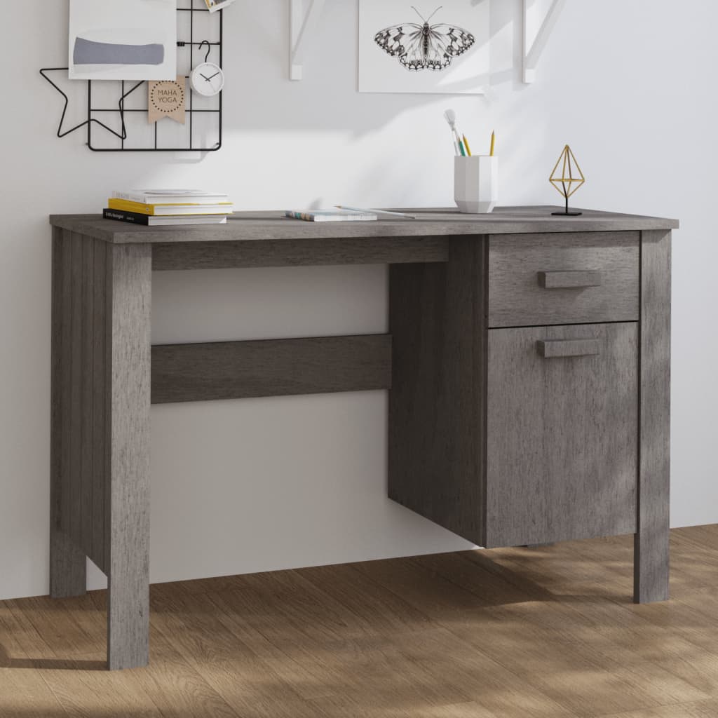 Desk light gray 113x50x75 cm solid pine wood